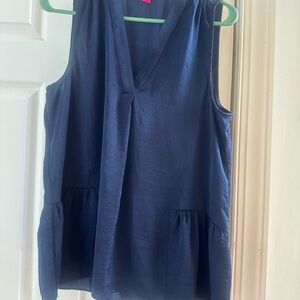 Vince Camuto Deep Blue V-Neck Tank Top